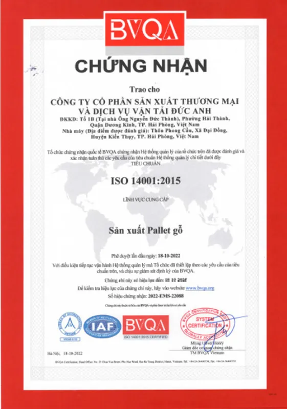 Sản phẩm iso1 — Pallet Đức Anh - Công Ty CP Sản Xuất Thương Mại Và Dịch Vụ Vận Tải Đức Anh — MST 0201259919