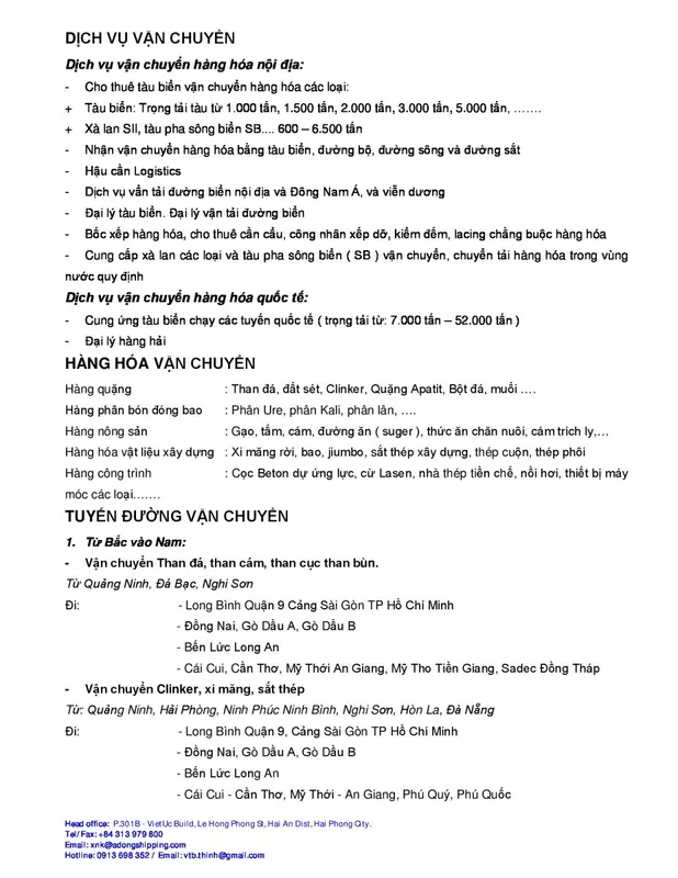 Sản phẩm AD02 — Công Ty Cổ Phần Thương Mại Vận Tải AD — MST 0201290034