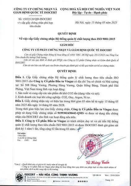 Sản phẩm 1809gcn dau tu vingaz 22000 9001 hinh anh 5 jpg — Đá Khô Vingaz - Công Ty Cổ Phần Đầu Tư Vingaz — MST 0201815429