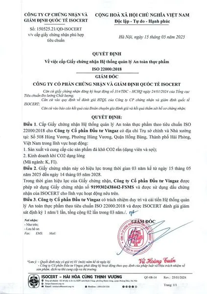 Sản phẩm 8954gcn dau tu vingaz 22000 9001 hinh anh 2 jpg — Đá Khô Vingaz - Công Ty Cổ Phần Đầu Tư Vingaz — MST 0201815429