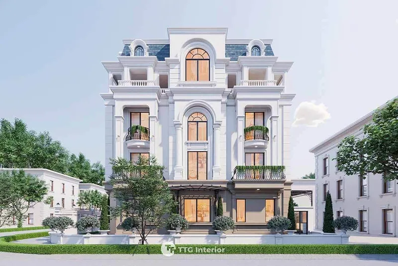 Sản phẩm thiet ke biet thu 4 tang kieu phap 1 — Công Ty Cổ Phần Nội Thất Và Xây Dựng TTG — MST 0202020513