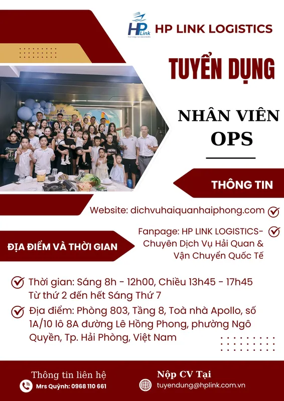 Sản phẩm TUYEN DUNG OPS — Công Ty TNHH Giao Nhận Quốc Tế HP LINK — MST 0202022704