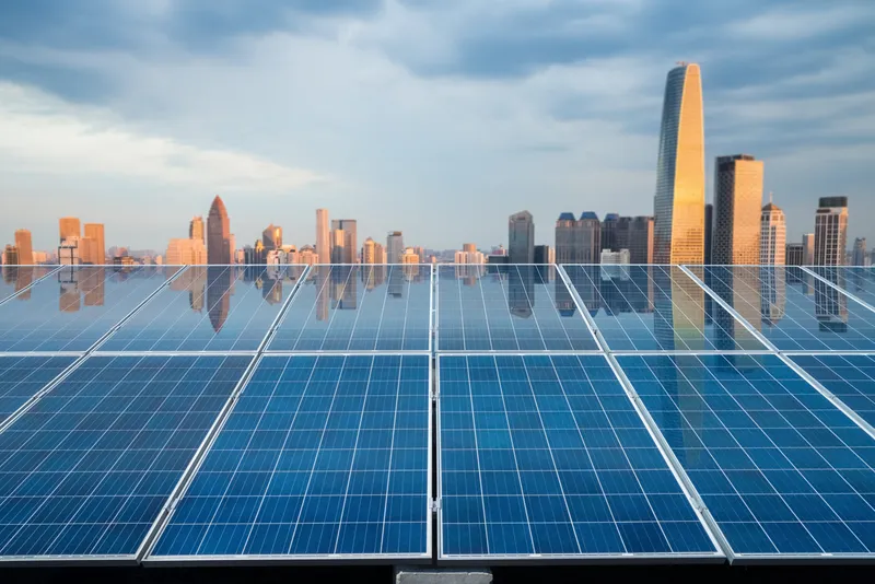 Sản phẩm beautiful city twilight reflected solar energy panels scaled — Công Ty Cổ Phần Tập Đoàn Điện Quang — MST 0300363808