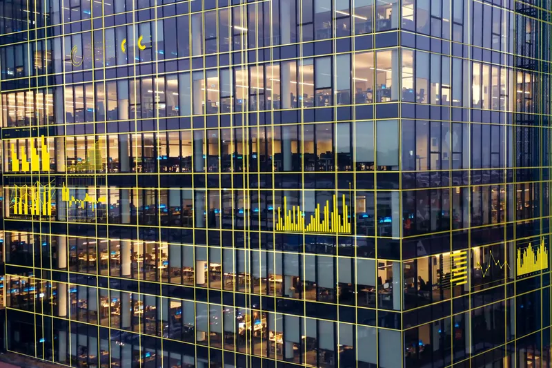 Sản phẩm ey aerial view of the windows of a skyscraper in financial center — Công Ty TNHH Ernst & Young Việt Nam — MST 0300811802