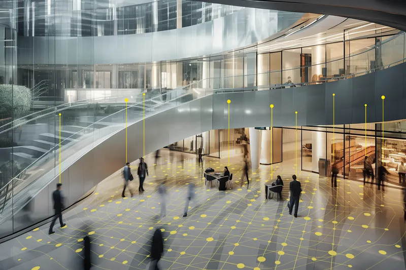 Sản phẩm ey ai top view long exposure shot of modern office lobby with business people walking v3 — Công Ty TNHH Ernst & Young Việt Nam — MST 0300811802