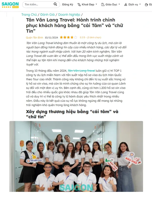Sản phẩm saigon review — Công Ty Cổ Phần Dịch Vụ Du Lịch Và Thương Mại Tân Văn Lang — MST 0300977533