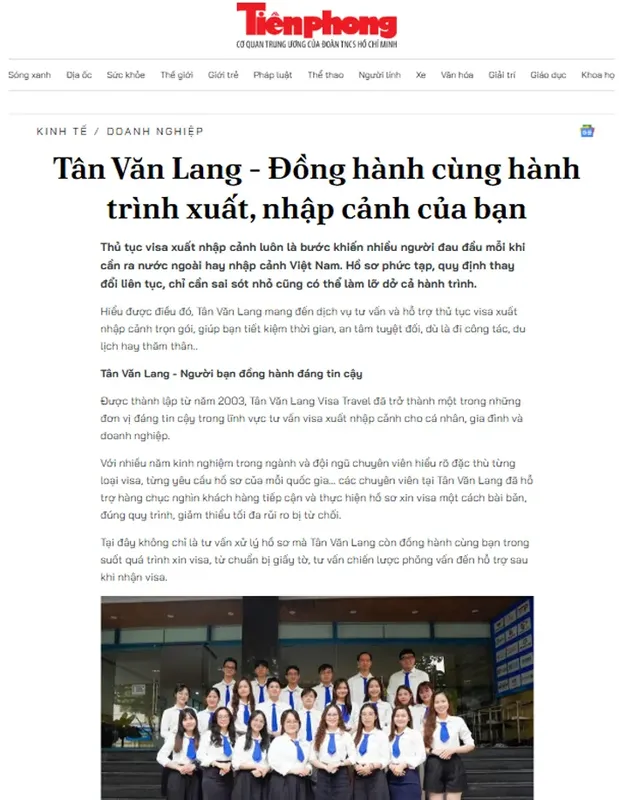 Sản phẩm baotienphong tanvanlang — Công Ty Cổ Phần Dịch Vụ Du Lịch Và Thương Mại Tân Văn Lang — MST 0300977533