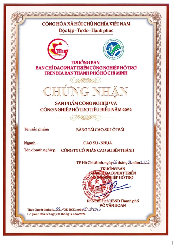 Sản phẩm SAN PHAM TIEU BIEU BANG TAI LOI VAI 2022 1675235345 — BERUBCO - Công Ty Cổ Phần Cao Su Bến Thành — MST 0301150295