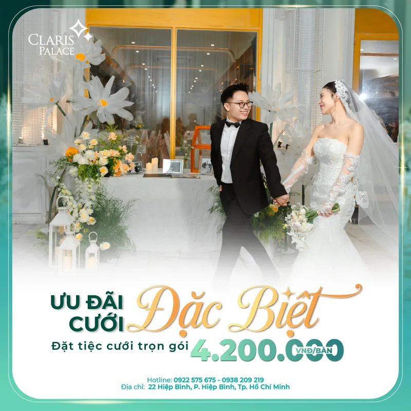 Sản phẩm UU DAI CUOI DAC BIET kv 1200X1200px — CLARIS PALACE - Công Ty Cổ Phần Sản Xuất Thương Mại Xuất Nhập Khẩu Như Ngọc — MST 0301174987