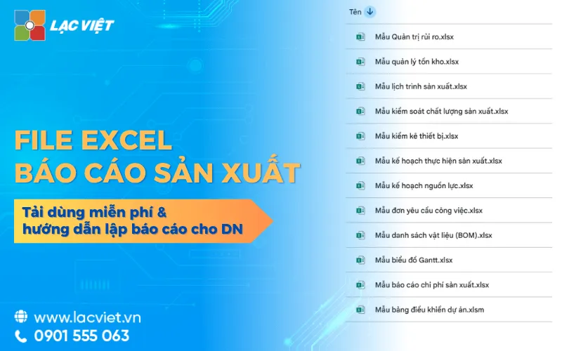 Sản phẩm mau bao cao san xuat — Công Ty Cổ Phần Tin Học Lạc Việt — MST 0301448733