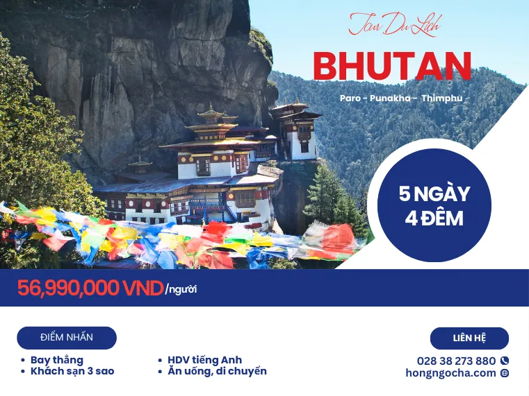 Sản phẩm tour bhutan 5n4d bay thang — Công Ty Cổ Phần Xây Dựng Thương Mại Du Lịch Hồng Ngọc Hà — MST 0301479499