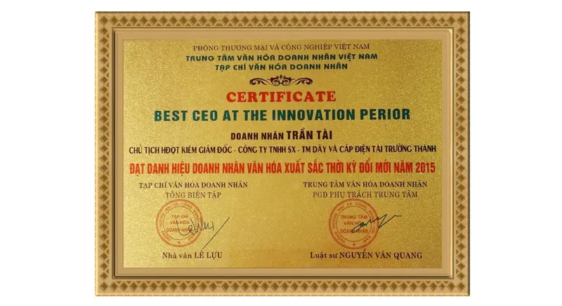 Sản phẩm doanh nhan xuat sac 2015 homepage v1 — Dây Cáp Điện TTT - Công Ty TNHH SX TM Dây Và Cáp Điện Tài Trường Thành — MST 0301753889