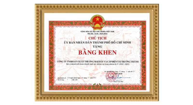 Sản phẩm thanh tich xuat sac nhiem ky 5 homepage v1 — Dây Cáp Điện TTT - Công Ty TNHH SX TM Dây Và Cáp Điện Tài Trường Thành — MST 0301753889