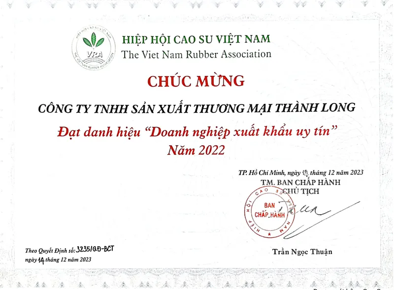 Sản phẩm 462b21d1b1ac6871e45f949b260b3071 — Cao Su Thành Long - Công Ty TNHH Sản Xuất Thương Mại Thành Long — MST 0302158441