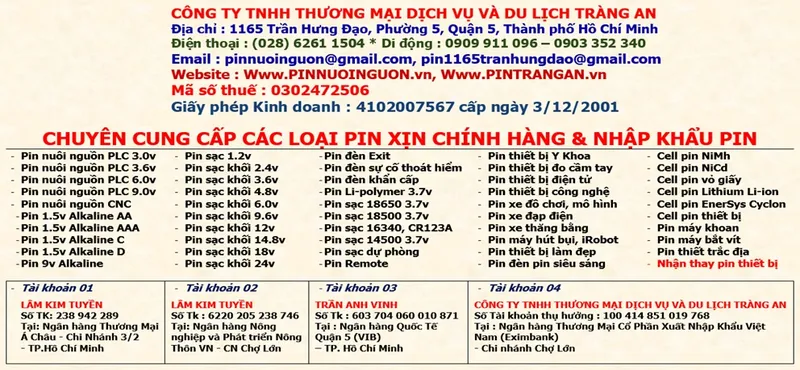 Sản phẩm 638487355800783257 — Công Ty TNHH Thương Mại - Dịch Vụ Và Du Lịch Tràng An — MST 0302472506