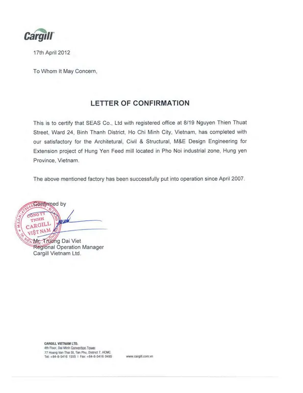 Sản phẩm Cargill scaled — Công Ty TNHH Tư Vấn Dự án SEAS — MST 0302749571