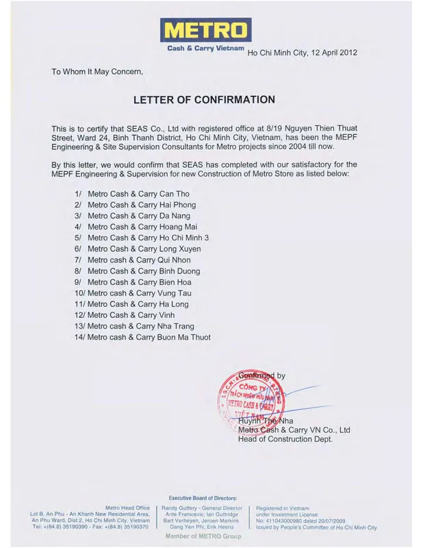 Sản phẩm Metro scaled — Công Ty TNHH Tư Vấn Dự án SEAS — MST 0302749571