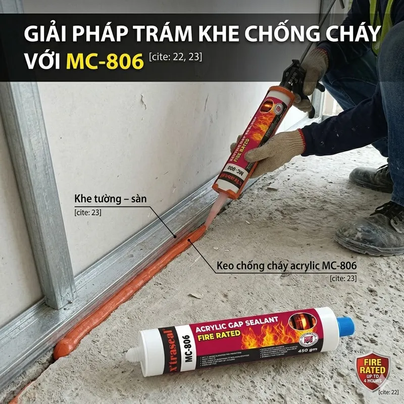 Sản phẩm tram khe chong chay Khe tuong – san voi Keo chong chay acrylic MC 806 — Keo Silicone Xtraseal - Công Ty TNHH TM Xây Dựng Dũng Thành — MST 0302976197