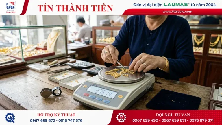 Sản phẩm cach chon can vang dien tu chuan cho tiem kim hoan tiem vang 1783517678 768x432 — Cân Điện Tử TTT - Công Ty TNHH Cơ Khí Cân Điện Tử Tự Động Tín Thành Tiến — MST 0303483606