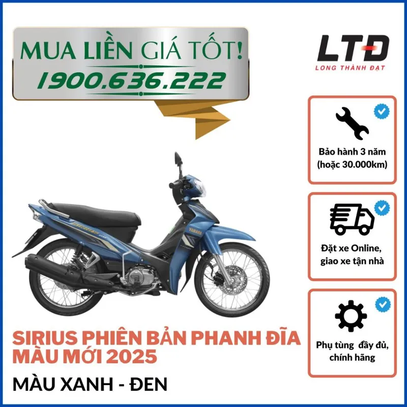 Sản phẩm sirius phien ban phanh dia mau moi 2025 xanh den — Công Ty TNHH Thương Mại Long Thành Đạt — MST 0304034850