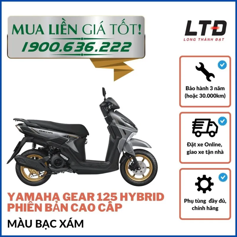 Sản phẩm yamaha gear 125 hybrid phien ban cao cap df92 bac xam — Công Ty TNHH Thương Mại Long Thành Đạt — MST 0304034850