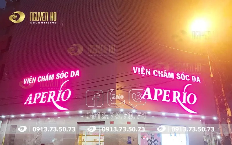 Sản phẩm APERIO bang hieu lam nhom alu chu mica den led 9 3 — Công Ty TNHH Sĩ Nguyễn — MST 0304141891