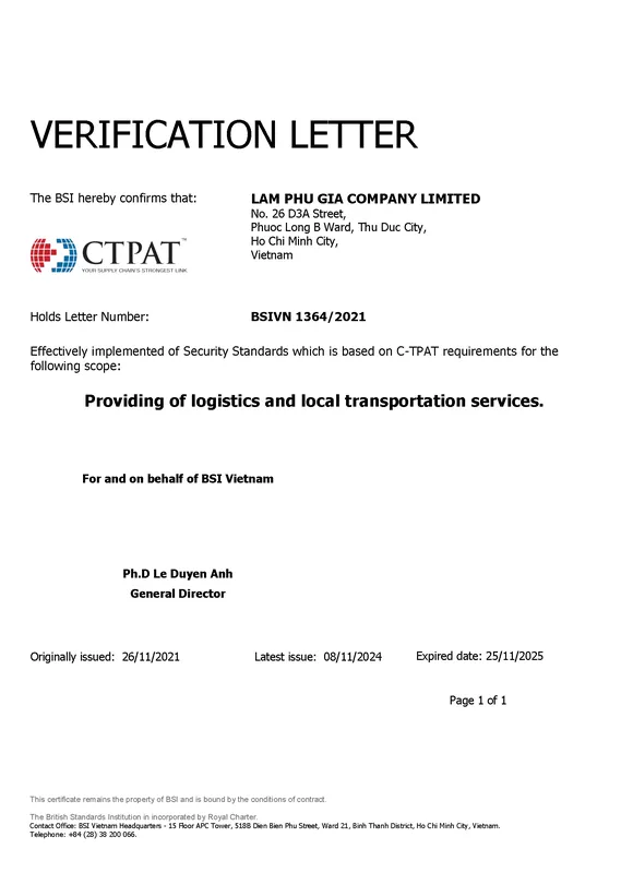 Sản phẩm Lam Phu Gia C TPAT TA 2024 — Công Ty TNHH Lâm Phú Gia — MST 0304665817