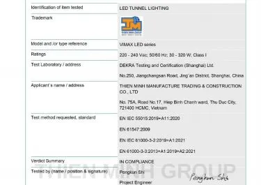 Sản phẩm emc test report den vimax led 1 1766 — Thiên Minh - Công Ty TNHH Sản Xuất Thương Mại Và Xây Dựng Thiên Minh — MST 0304701529