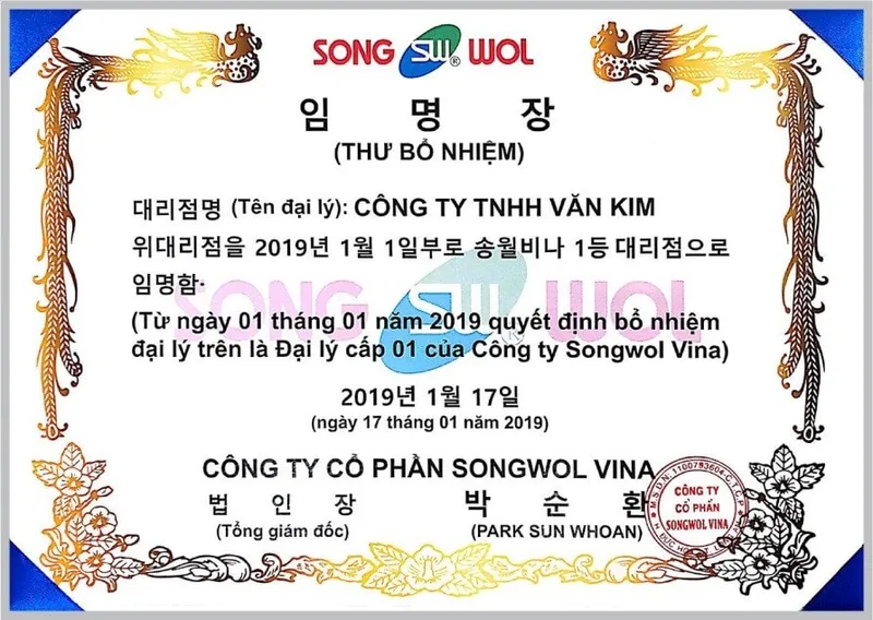 Sản phẩm bo nhiem Songwol — Công Ty TNHH Văn Kim — MST 0304790744
