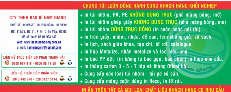 Sản phẩm tieu de 13950 — Bao Bì Nam Giang - Công Ty TNHH Bao Bì Nam Giang — MST 0304903130