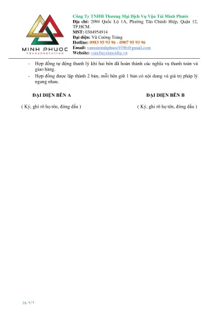 Sản phẩm hop dong van chuyen minh phuoc mau 4 1739526329 — Công Ty TNHH Thương Mại - Dịch Vụ - Vận Tải Minh Phước — MST 0304954914