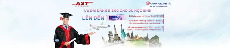 Sản phẩm China Airlines uu dai gia ve du hoc sinh 2026 — Công Ty TNHH MTV Thương Mại Dịch Vụ Du Lịch Ánh Sao Thiên — MST 0304967783