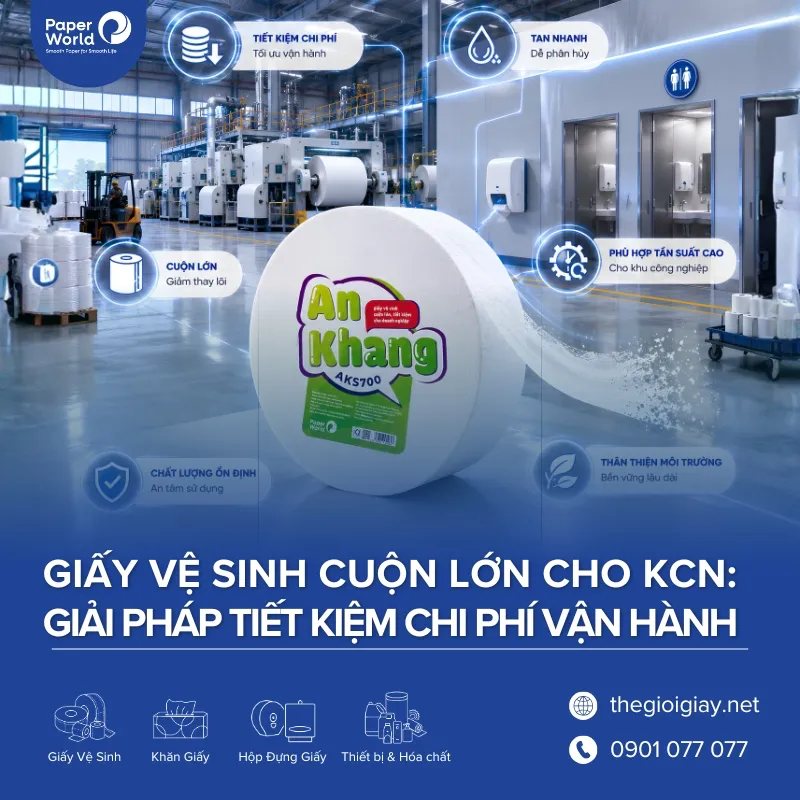 Sản phẩm giay ve sinh cuon lon khu cong nghiep — Thế Giới Giấy - Công Ty Cổ Phần Thế Giới Giấy — MST 0308023320