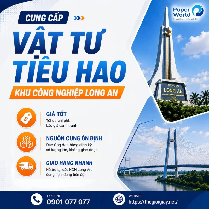 Sản phẩm vat tu tieu hao khu cong nghiep long an — Thế Giới Giấy - Công Ty Cổ Phần Thế Giới Giấy — MST 0308023320