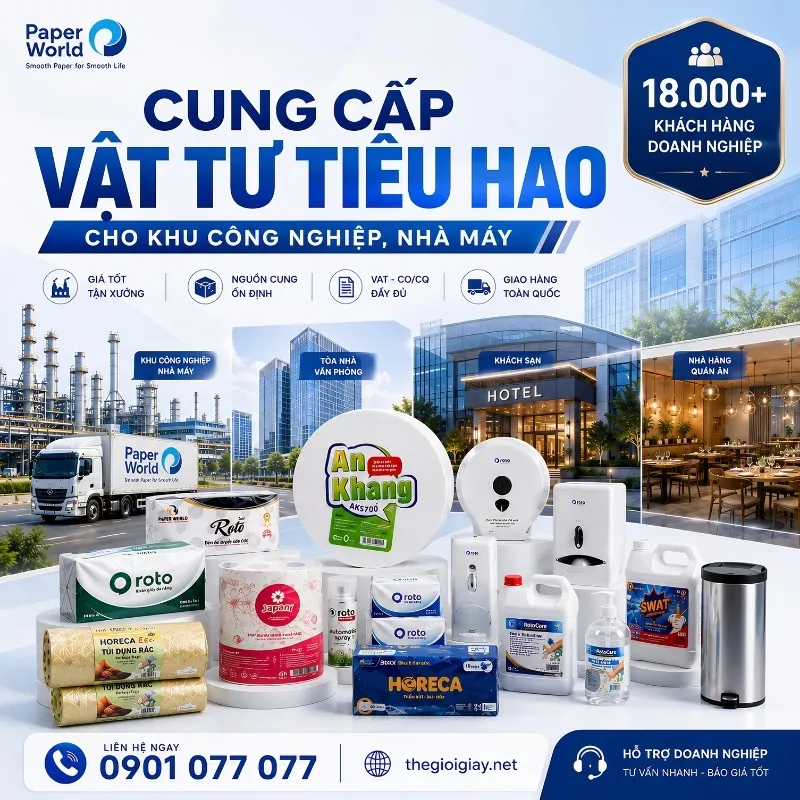 Sản phẩm vat tu tieu hao khu cong nghiep — Thế Giới Giấy - Công Ty Cổ Phần Thế Giới Giấy — MST 0308023320