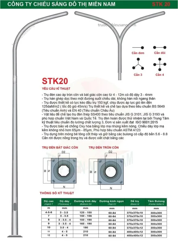 Sản phẩm tru den chieu sang stk20 600x832 1 — Công Ty TNHH Sản Xuất Trụ Đèn Chiếu Sáng Đô Thị Miền Nam — MST 0309987399