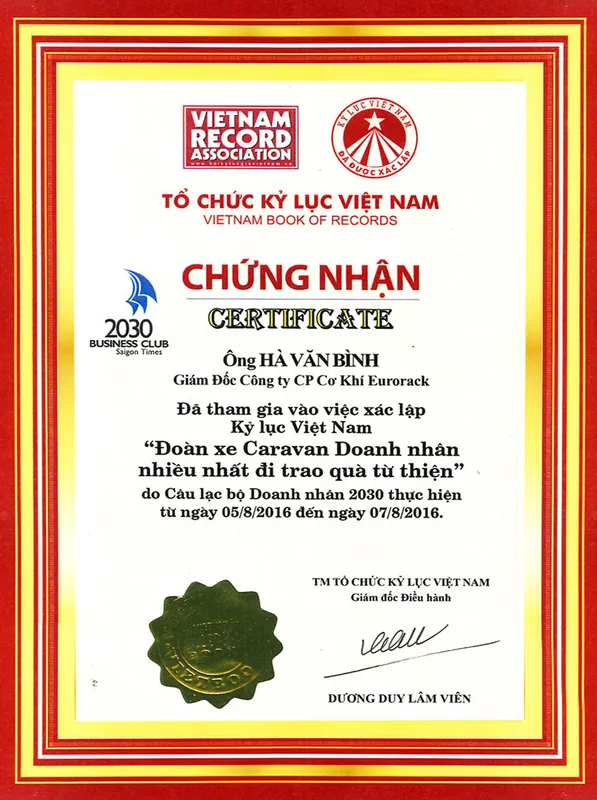 Sản phẩm Chng nhn k lc vit nam — Công Ty Cổ Phần Cơ Khí Eurorack — MST 0310150848