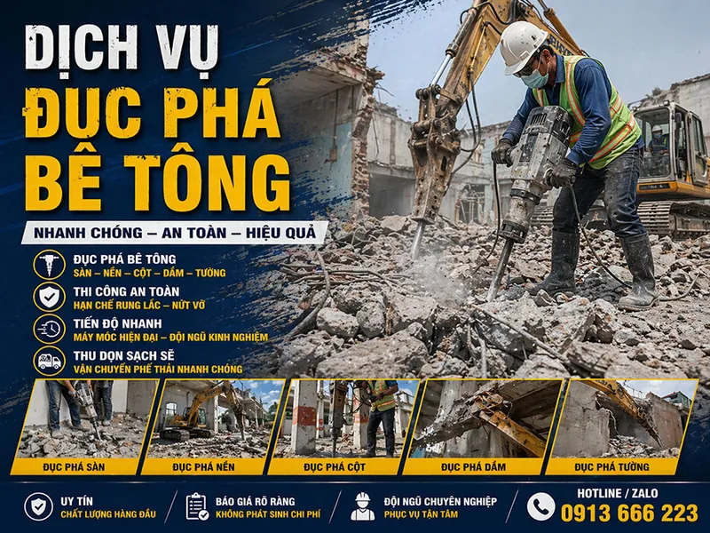 Sản phẩm dich vu duc pha be tong tan dong hai — Công Ty TNHH Thương Mại Dịch Vụ Tư Vấn Xây Dựng Đông Hải — MST 0310212300