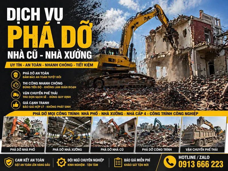Sản phẩm dich vu pha do nha cu tan dong hai — Công Ty TNHH Thương Mại Dịch Vụ Tư Vấn Xây Dựng Đông Hải — MST 0310212300