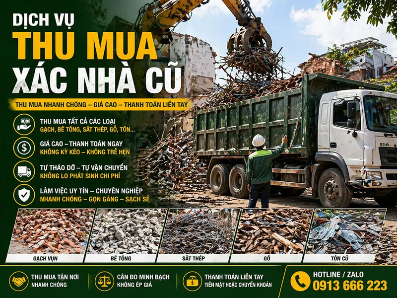 Sản phẩm dich vu thu mua xac nha cu tan dong hai — Công Ty TNHH Thương Mại Dịch Vụ Tư Vấn Xây Dựng Đông Hải — MST 0310212300