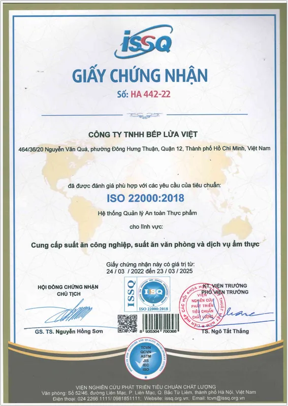 Sản phẩm GiYy_chYng_nhYn_ISO — Chi Nhánh Long An - Công Ty TNHH Bếp Lửa Việt — MST 0310259108