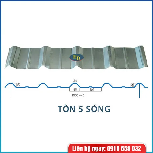 Sản phẩm ton 5 song — Tôn, Thép Hạnh Đạt - Công Ty TNHH Một Thành Viên Sản Xuất Thương Mại Hạnh Đạt — MST 0310305587