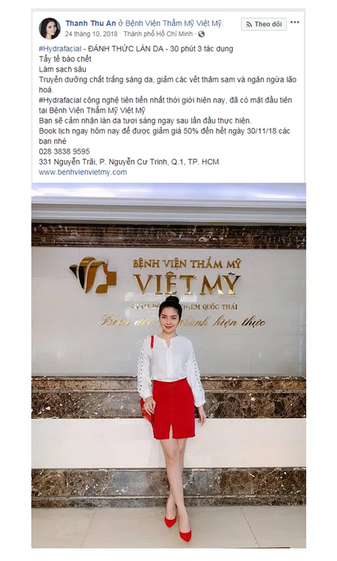 Sản phẩm Checkin Tham my vien Viet My Dia chi tin cay cua phai dep — Công Ty TNHH Bệnh Viện Thẩm Mỹ Việt Mỹ — MST 0310494380