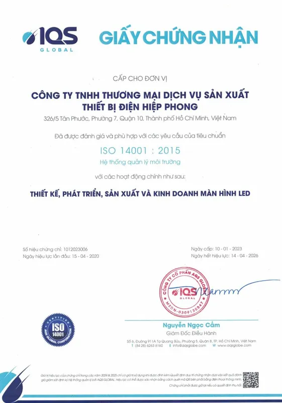 Sản phẩm 20.SO 14001 2015 CN He thong QL moi truong het han14.04.2026 1 718x1024 — Màn Hình LED Hiệp Phong - Công Ty TNHH Thương Mại Dịch Vụ Sản Xuất Thiết Bị Điện
Hiệp Phong — MST 0311009196