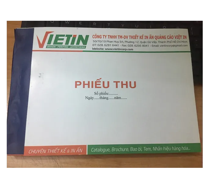 Sản phẩm in phieu thu giay cacboless 2 lien — Công Ty TNHH Thương Mại Dịch Vụ Thiết Kế In ấn Quảng Cáo Việt In — MST 0311027029