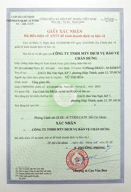 Sản phẩm 469973943823 — Công Ty TNHH MTV Dịch Vụ Bảo Vệ Chấn Hưng — MST 0311045483