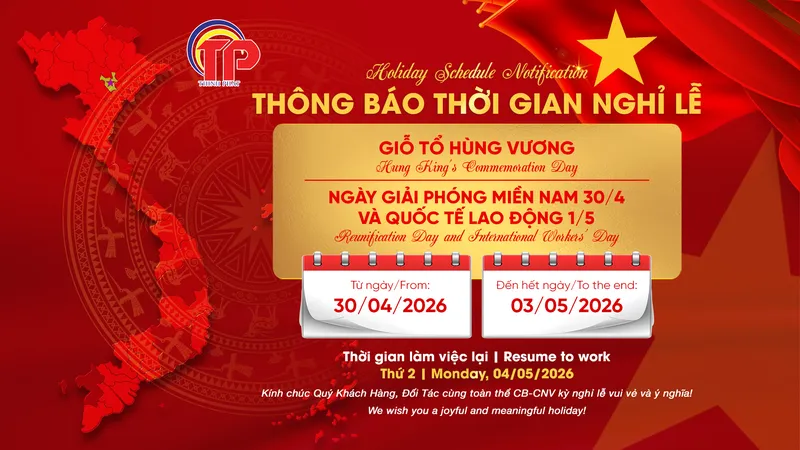 Sản phẩm Thông báo Nghỉ lễ 30 4 2026 (Web TP) 81 — Công Ty TNHH Một Thành Viên Công Nghệ Mới Thịnh Phát — MST 0311529318