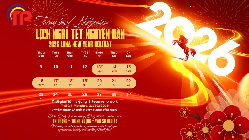 Sản phẩm Website   Lịch Nghỉ Tết Nguyên Đán 2026 TP 1 — Công Ty TNHH Một Thành Viên Công Nghệ Mới Thịnh Phát — MST 0311529318