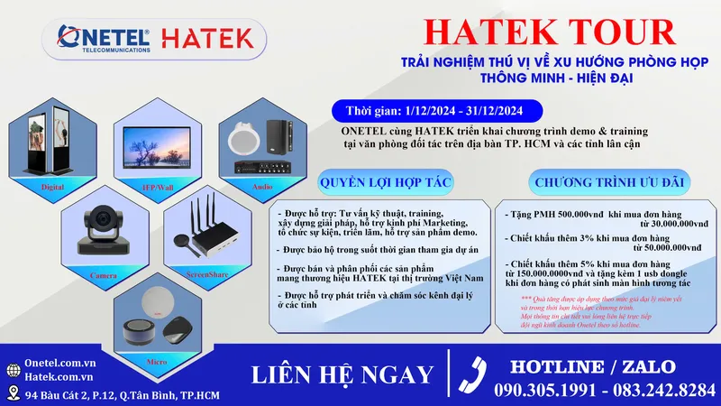 Sản phẩm hatek tour – trai nghiem phong hop thong minh hien dai — Công Ty TNHH Viễn Thông Số Một — MST 0311642641
