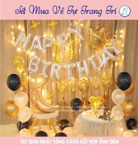 Sản phẩm set trang tri sinh nhat tong vang co day den 1 — Công Ty TNHH Kool Style — MST 0311665293